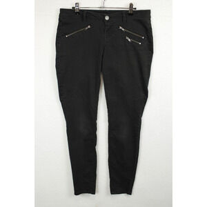 Hippie Laundry Ankle Skinny Pants Front Faux Zip Women 29 Mid Rise Black